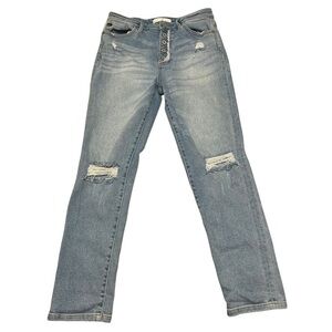KanCan Women's Jeans Size 9/28 KC8580L High Waist Straight Distress Button Fly